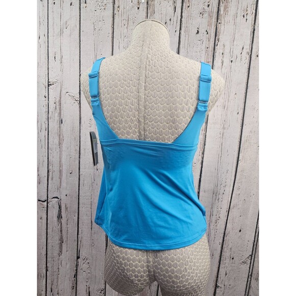ALK Women's S Nike Cyan Blue Athletic Adjustable Tank Tankini Swim Top Bikini NW - Picture 3 of 8